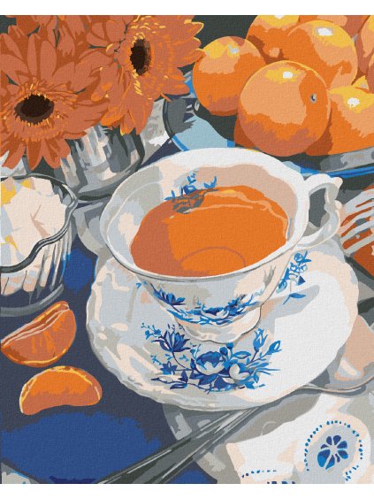 Diamantové maľovanie - ČAJ S POMARANČAMI (MARDELL SCHUSTER) (Rámovanie bez rámu a bez vypnutia plátna, Rozmer 40x50 cm)