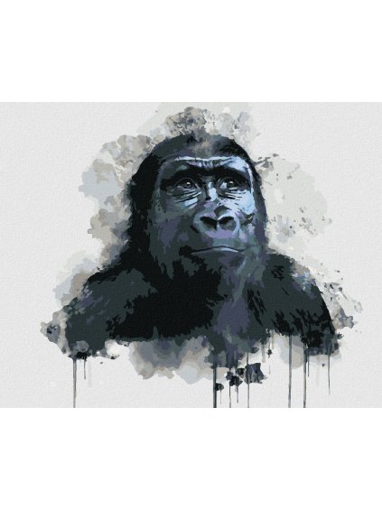 Diamantové maľovanie - ČIERNA GORILA (Rámovanie bez rámu a bez vypnutia plátna, Rozmer 40x50 cm)