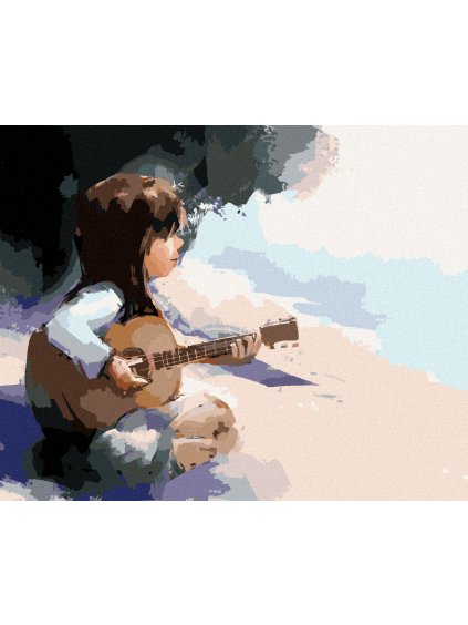 Diamantové maľovanie - DIEVČA HRAJÚCE NA GITARU (Rámovanie bez rámu a bez vypnutia plátna, Rozmer 40x50 cm)