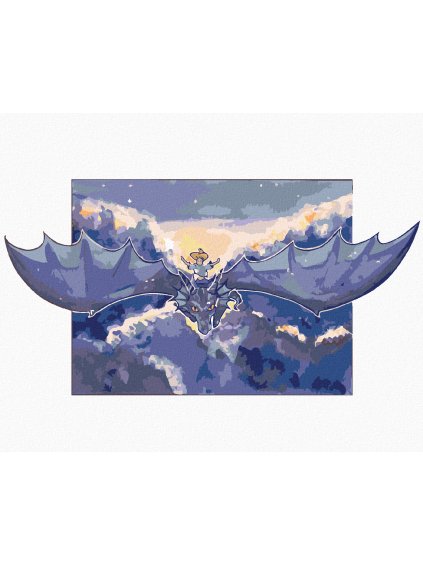 Diamantové maľovanie - DIEVČA LETIACE NA DRAKOVI (Rámovanie bez rámu a bez vypnutia plátna, Rozmer 40x50 cm)