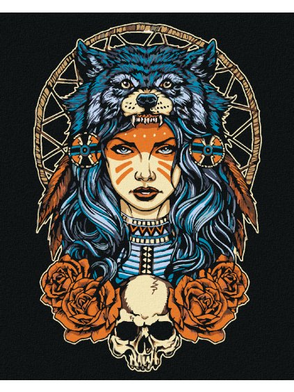 Diamantové maľovanie - DIEVČA S VLKOM (Rámovanie bez rámu a bez vypnutia plátna, Rozmer 40x50 cm)