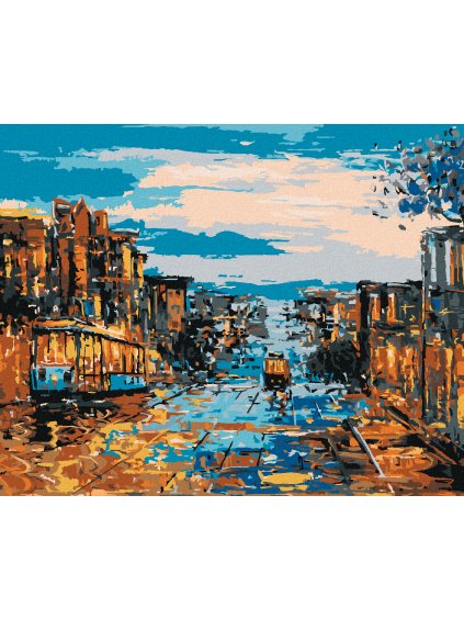 Diamantové maľovanie - DOPRAVA V SAN FRANCISKU (Rámovanie bez rámu a bez vypnutia plátna, Rozmer 40x50 cm)