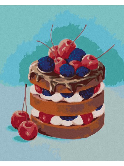 Diamantové maľovanie - TORTA S ČOKOLÁDOU A OVOCÍM (MYROSLAVA VOLOSCHUK) (Rámovanie bez rámu a bez vypnutia plátna, Rozmer 40x50 cm)
