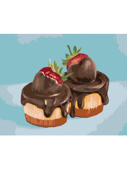 Diamantové maľovanie - TORTA S JAHODOU A ČOKOLÁDOVOU POLEVOU (MYROSLAVA VOLOSCHUK) (Rámovanie bez rámu a bez vypnutia plátna, Rozmer 40x50 cm)