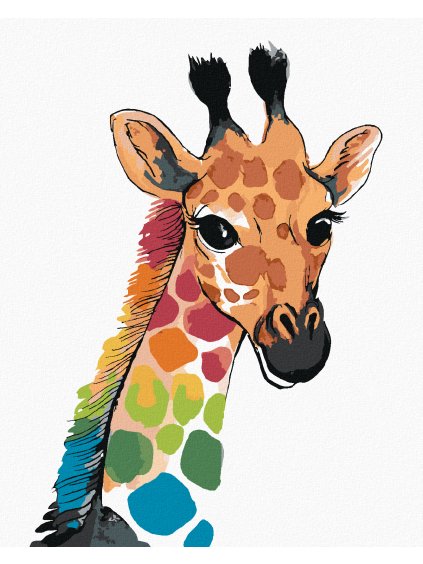 Diamantové maľovanie - DÚHOVÁ ŽIRAFA (Rámovanie bez rámu a bez vypnutia plátna, Rozmer 40x50 cm)