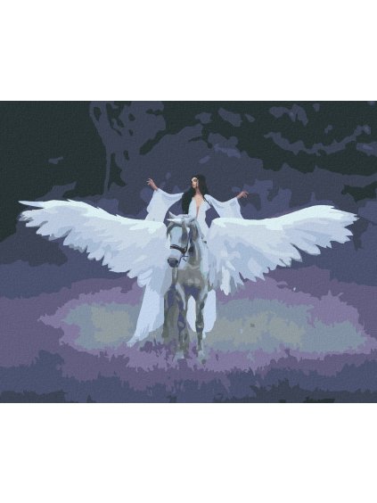 Diamantové maľovanie - ELFKA A JEDNOROŽEC (Rámovanie bez rámu a bez vypnutia plátna, Rozmer 40x50 cm)