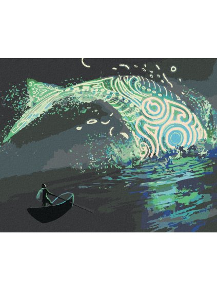 Diamantové maľovanie - FANTASY ZELENÁ VEĽRYBA (Rámovanie bez rámu a bez vypnutia plátna, Rozmer 40x50 cm)