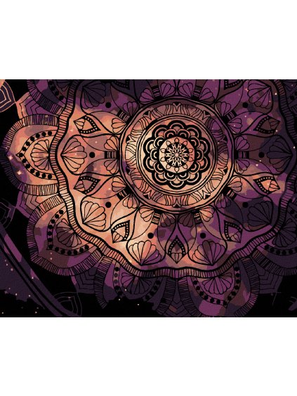 Diamantové maľovanie - FIALOVÁ VESMÍRNA MANDALA (Rámovanie bez rámu a bez vypnutia plátna, Rozmer 40x50 cm)