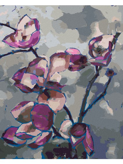 Diamantové maľovanie - FIALOVÉ MAGNÓLIE (Rámovanie bez rámu a bez vypnutia plátna, Rozmer 40x50 cm)