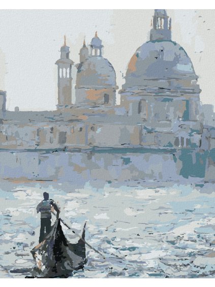 Diamantové maľovanie - GONDOLA NA BENÁTSKOM KANÁLE (Rámovanie bez rámu a bez vypnutia plátna, Rozmer 40x50 cm)