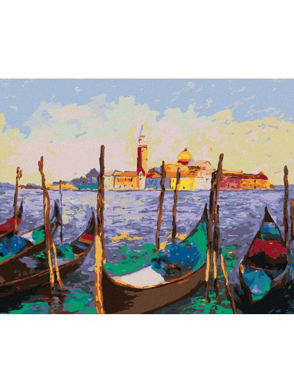 Diamantové maľovanie - GONDOLY V BENÁTKACH (Rámovanie bez rámu a bez vypnutia plátna, Rozmer 40x50 cm)