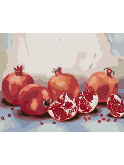 Diamantové maľovanie - GRANÁTOVÉ JABLKO (MYROSLAVA VOLOSCHUK) (Rámovanie bez rámu a bez vypnutia plátna, Rozmer 40x50 cm)