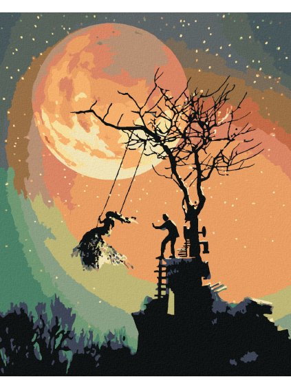 Diamantové maľovanie - HALLOWEEN A SPLN (Rámovanie bez rámu a bez vypnutia plátna, Rozmer 40x50 cm)