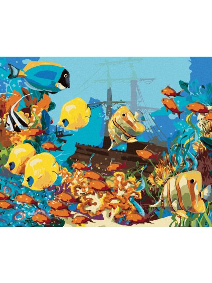 Diamantové maľovanie - HEJNO RÝB (Rámovanie bez rámu a bez vypnutia plátna, Rozmer 40x50 cm)