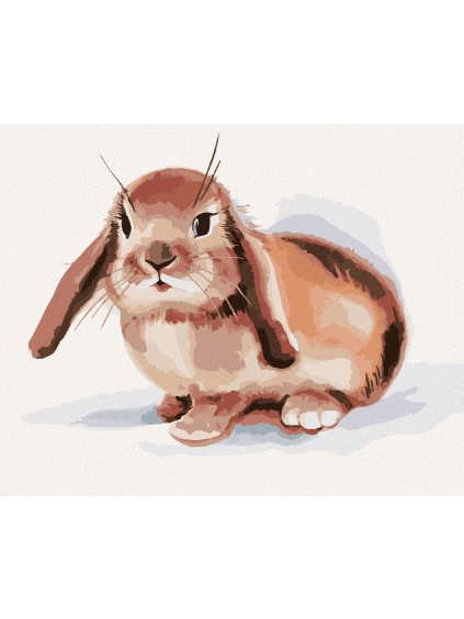 Diamantové maľovanie - HNEDÝ KRÁLIK NA BIELOM POZADÍ (Rámovanie bez rámu a bez vypnutia plátna, Rozmer 40x50 cm)