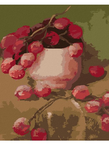 Diamantové maľovanie - HROZNO V MISKE (Rámovanie bez rámu a bez vypnutia plátna, Rozmer 40x50 cm)