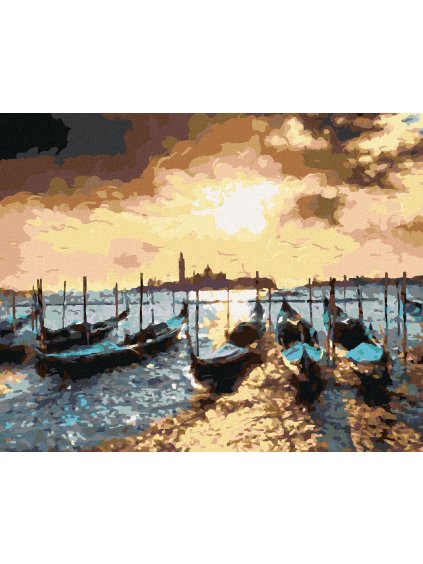 Diamantové maľovanie - BÚRKA NAD GONDOLAMI V BENÁTKACH (Rámovanie bez rámu a bez vypnutia plátna, Rozmer 40x50 cm)