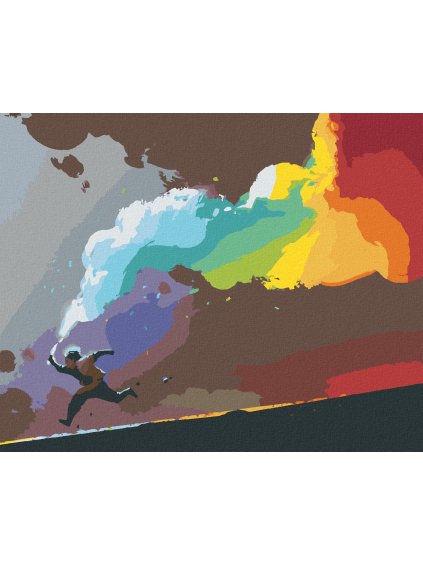 Diamantové maľovanie - CHLAPEC S FAREBNOU SVETLICOU (Rámovanie bez rámu a bez vypnutia plátna, Rozmer 40x50 cm)