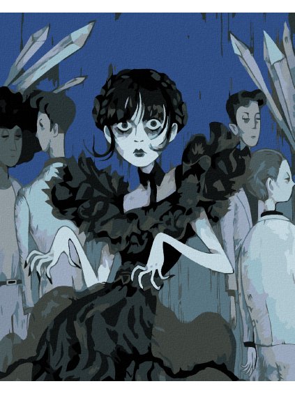 Diamantové maľovanie - ÚŽASNÁ TANEČNÁ WEDNESDAY (Rámovanie bez rámu a bez vypnutia plátna, Rozmer 40x50 cm)