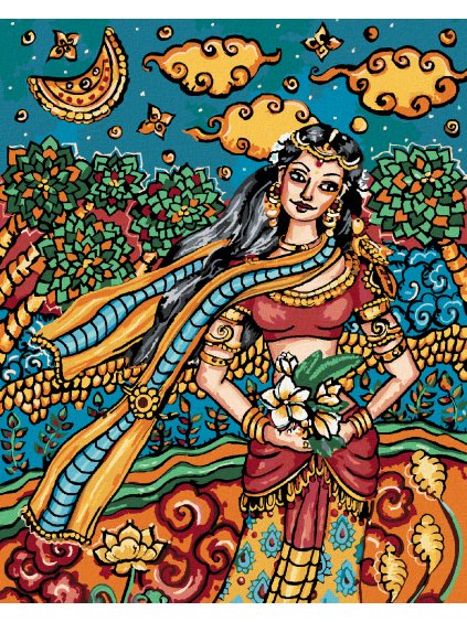 Diamantové maľovanie - INDICKÁ ŽENA (Rámovanie bez rámu a bez vypnutia plátna, Rozmer 40x50 cm)