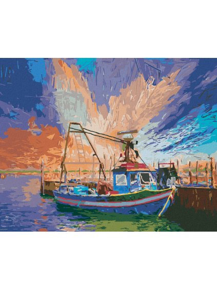Diamantové maľovanie - TALIANSKA RYBÁRSKA LOĎ V TALIANSKU (Rámovanie bez rámu a bez vypnutia plátna, Rozmer 40x50 cm)