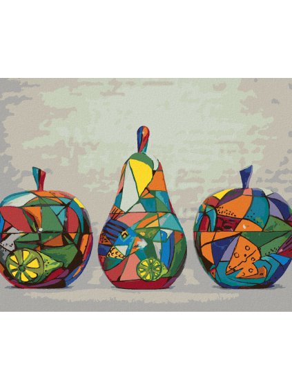 Diamantové maľovanie - JABLKÁ A HRUŠKA (Rámovanie bez rámu a bez vypnutia plátna, Rozmer 40x50 cm)