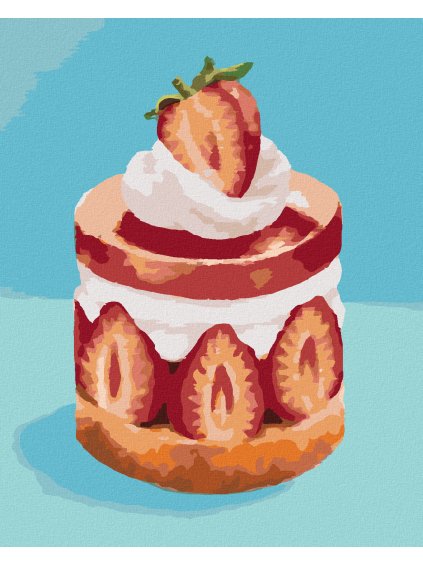 Diamantové maľovanie - JAHODOVÝ ZÁKUSOK (MYROSLAVA VOLOSCHUK) (Rámovanie bez rámu a bez vypnutia plátna, Rozmer 40x50 cm)