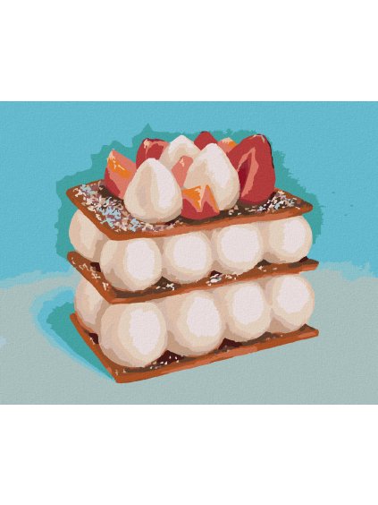 Diamantové maľovanie - JAHODOVÝ ZÁKUSOK 2 (MYROSLAVA VOLOSCHUK) (Rámovanie bez rámu a bez vypnutia plátna, Rozmer 40x50 cm)