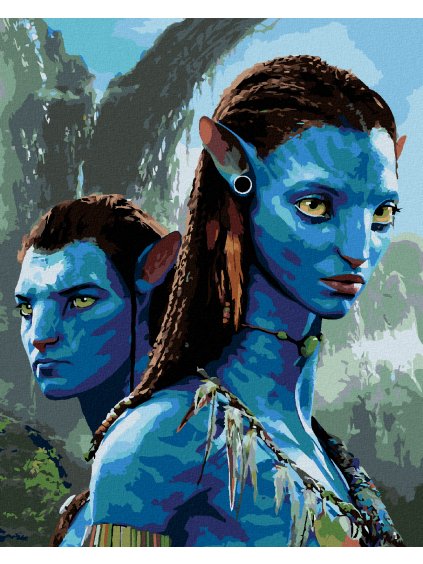 Diamantové maľovanie - ZLOŽENIE JAKE A NEYTIRI (Avatar) (Rámovanie bez rámu a bez vypnutia plátna, Rozmer 40x50 cm)