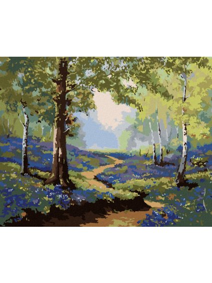 Diamantové maľovanie - JARNÝ LES S KVETMI (Rámovanie bez rámu a bez vypnutia plátna, Rozmer 40x50 cm)