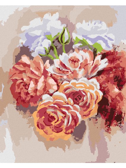 Diamantové maľovanie - JARNÉ PIVÓNIE (Rámovanie bez rámu a bez vypnutia plátna, Rozmer 40x50 cm)