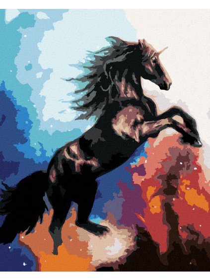 Diamantové maľovanie - JEDNOROŽEC VO VESMÍRE (Rámovanie bez rámu a bez vypnutia plátna, Rozmer 40x50 cm)