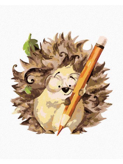 Diamantové maľovanie - JEŽKO A ORANŽOVÁ PASTELKA (Rámovanie bez rámu a bez vypnutia plátna, Rozmer 40x50 cm)