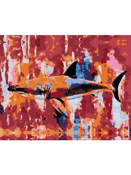 Diamantové maľovanie - ŽRALOK NA ABSTRAKTNOM POZADÍ (Rámovanie bez rámu a bez vypnutia plátna, Rozmer 40x50 cm)