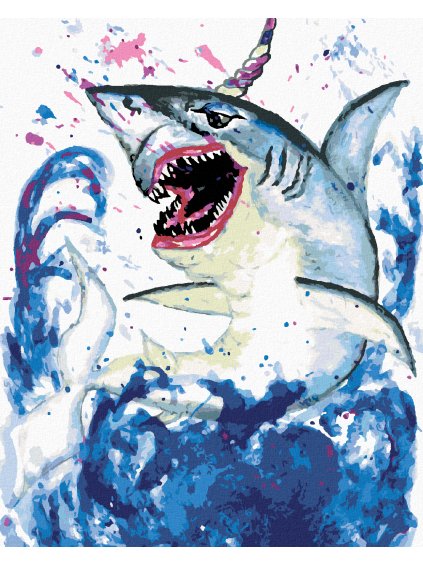 Diamantové maľovanie - ŽRALOK JEDNOROŽCOM (Rámovanie bez rámu a bez vypnutia plátna, Rozmer 40x50 cm)