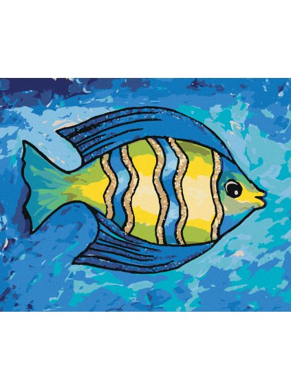 Diamantové maľovanie - ŽLTOMODRÁ RYBKA (Rámovanie bez rámu a bez vypnutia plátna, Rozmer 40x50 cm)