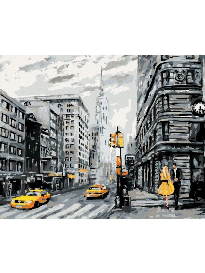 Diamantové maľovanie - ŽLTÉ TAXÍKY V NEW YORKU (Rámovanie bez rámu a bez vypnutia plátna, Rozmer 40x50 cm)