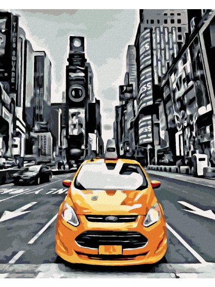 Diamantové maľovanie - ŽLTÉ TAXI V NEW YORKU (Rámovanie bez rámu a bez vypnutia plátna, Rozmer 40x50 cm)