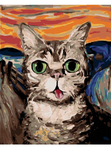 Diamantové maľovanie - MAČKA VÝKRIK (Rámovanie bez rámu a bez vypnutia plátna, Rozmer 40x50 cm)