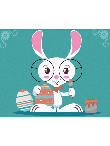Diamantové maľovanie - KRÁLIK S OKULIARMI (Rámovanie bez rámu a bez vypnutia plátna, Rozmer 40x50 cm)