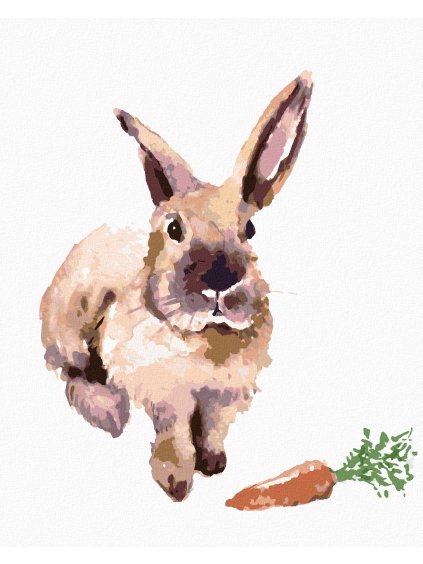 Diamantové maľovanie - KRÁLIK S MRKVIČKOU (Rámovanie bez rámu a bez vypnutia plátna, Rozmer 40x50 cm)