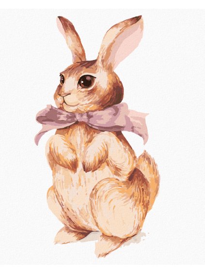 Diamantové maľovanie - KRÁLIK S RUŽOVOU MAŠLIČKOU (Rámovanie bez rámu a bez vypnutia plátna, Rozmer 40x50 cm)