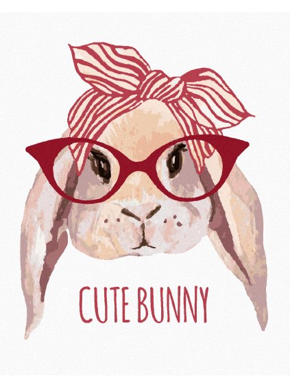 Diamantové maľovanie - KRÁLIK SO ŠATKOU A OKULIARMI (Rámovanie bez rámu a bez vypnutia plátna, Rozmer 40x50 cm)