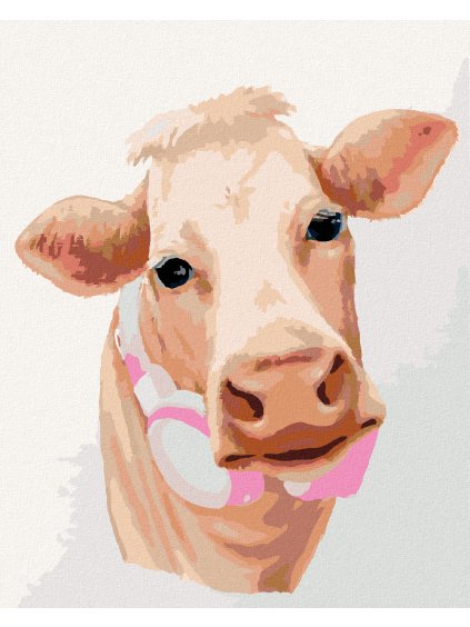 Diamantové maľovanie - KRAVA SO SLUCHÁTKAMI (MYROSLAVA VOLOSCHUK) (Rámovanie bez rámu a bez vypnutia plátna, Rozmer 40x50 cm)