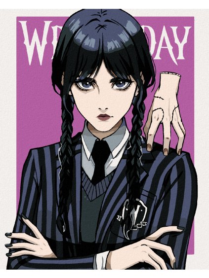 Diamantové maľovanie - KRESLENÁ WEDNESDAY A VEC (Rámovanie bez rámu a bez vypnutia plátna, Rozmer 40x50 cm)