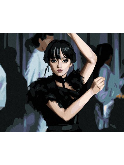 Diamantové maľovanie - KRESLENÁ WEDNESDAY TANCUJE (Rámovanie bez rámu a bez vypnutia plátna, Rozmer 40x50 cm)