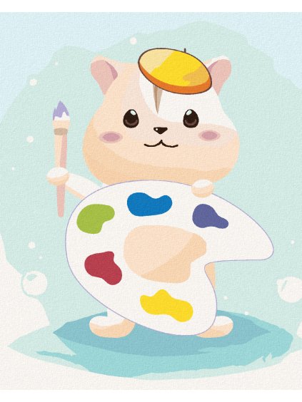 Diamantové maľovanie - ŠKREČOK S PALETOU FARIEB (Rámovanie bez rámu a bez vypnutia plátna, Rozmer 40x50 cm)