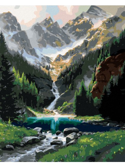 Diamantové maľovanie - TICHÉ MIESTO V HORÁCH (Rámovanie bez rámu a bez vypnutia plátna, Rozmer 40x50 cm)