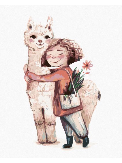 Diamantové maľovanie - LAMA A JEJ KAMARÁDKA (Rámovanie bez rámu a bez vypnutia plátna, Rozmer 40x50 cm)