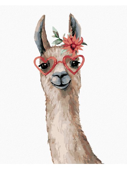 Diamantové maľovanie - LAMA S OKULIARMI (Rámovanie bez rámu a bez vypnutia plátna, Rozmer 40x50 cm)